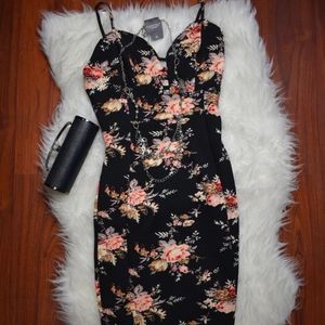 COPY - COPY - Black with peach floral dress